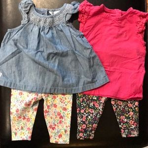 Ralph Lauren 6m Lot - 2 tops and 2 floral bottoms